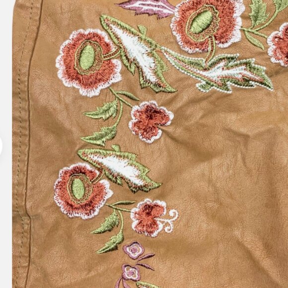 FREE PEOPLE Alanis Moto Mini Skirt Size 6 Embroidered Boho Western Cowgirl - Picture 4 of 9